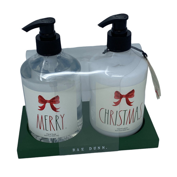 Rae Dunn Other - Rae Dunn Merry Christmas Peppermint Hand Soap & Lotion Vanity Gift Set 16.9 Oz